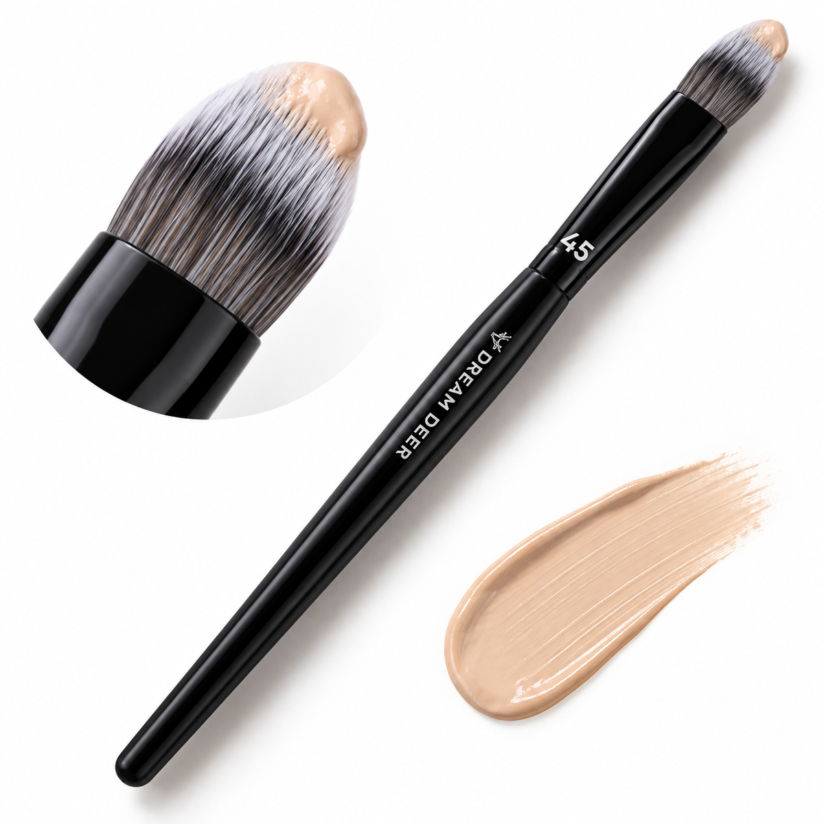 Dream Deer Tongue Shape Concealer Brush #45 texture and application
