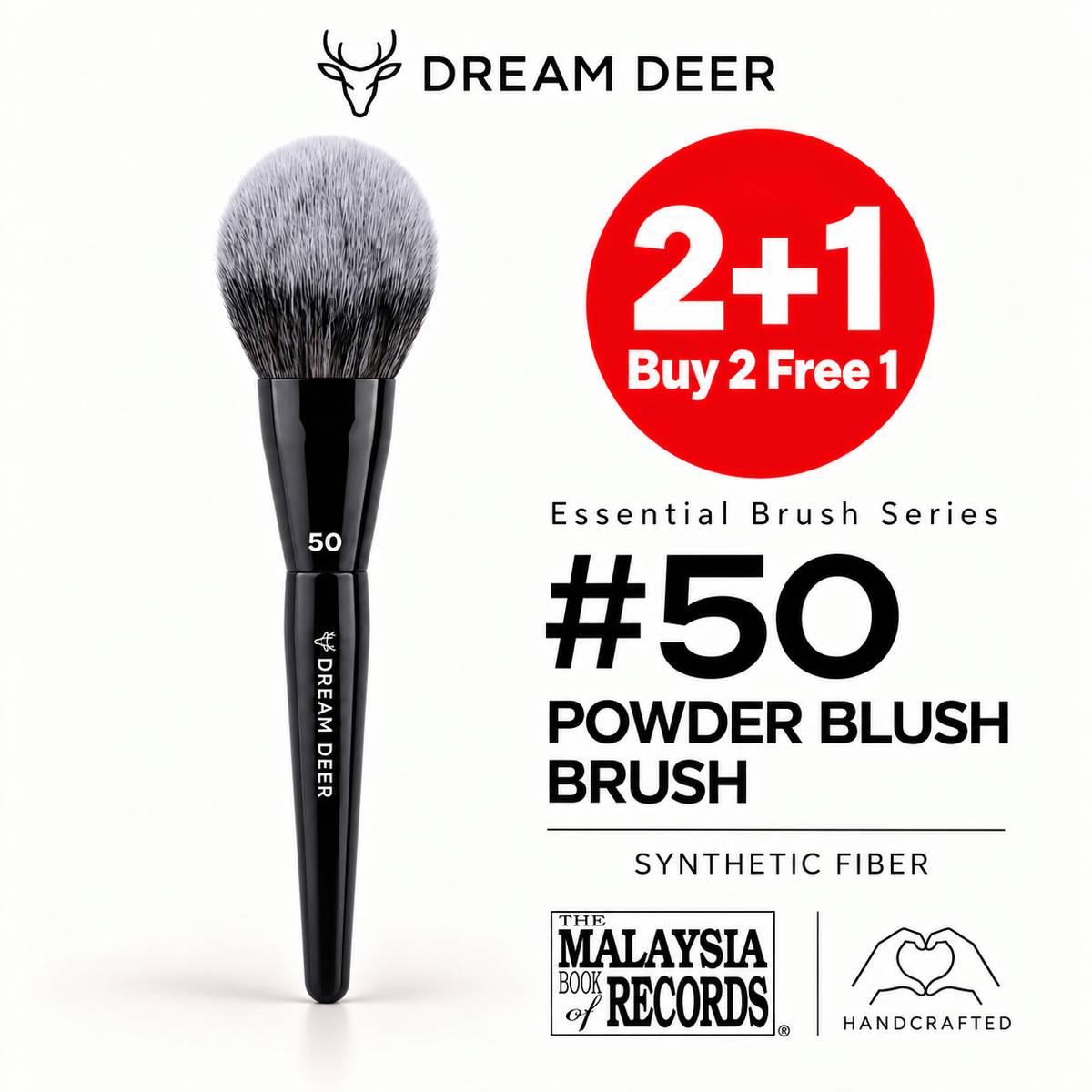 Dream Deer #50 POWDER BLUSH BRUSH — SYNTHETIC FIBER — Buy 2 Free 1 cover