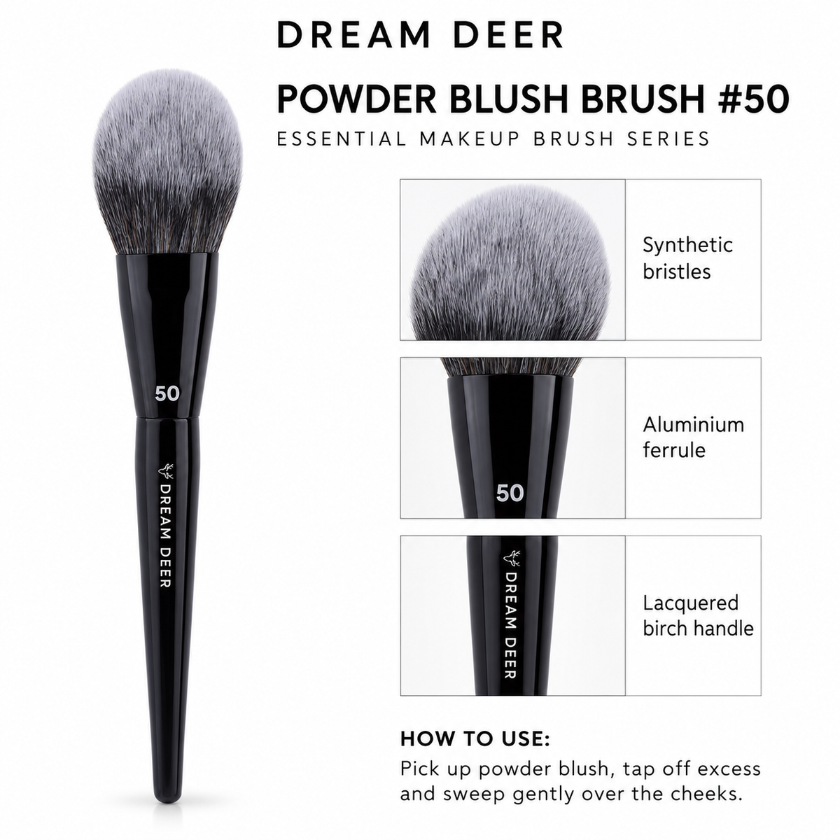 Dream Deer Powder Blush Brush #50 details and materials