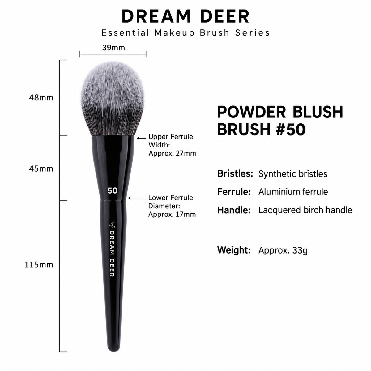 Dream Deer Powder Blush Brush #50 measurements