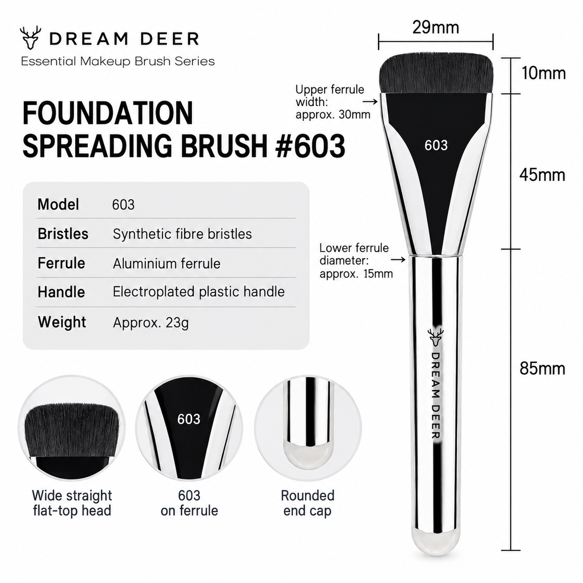 Dream Deer Foundation Spreading Brush 603 dimensions