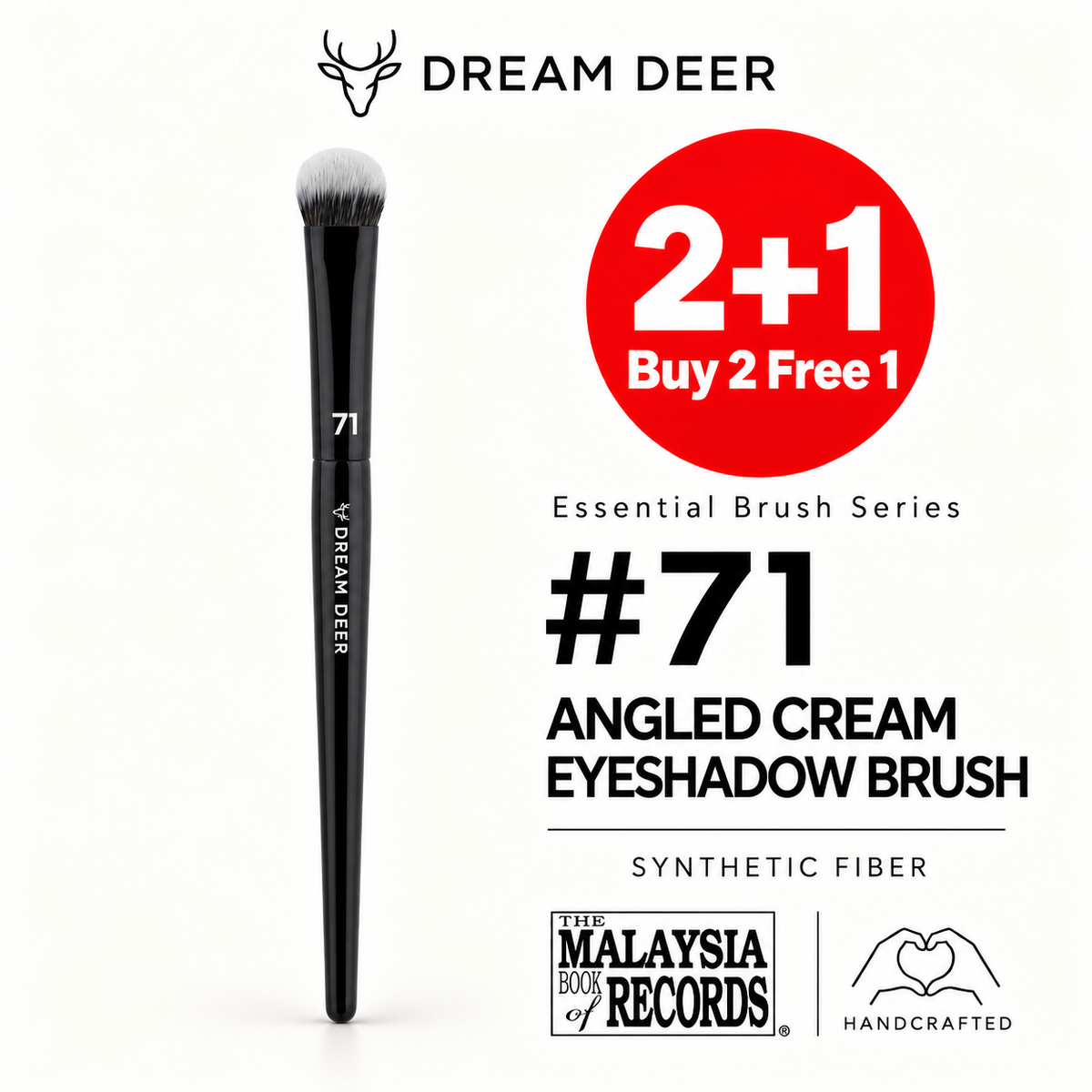 Dream Deer #71 ANGLED CREAM EYESHADOW BRUSH — SYNTHETIC FIBER — Buy 2 Free 1 cover