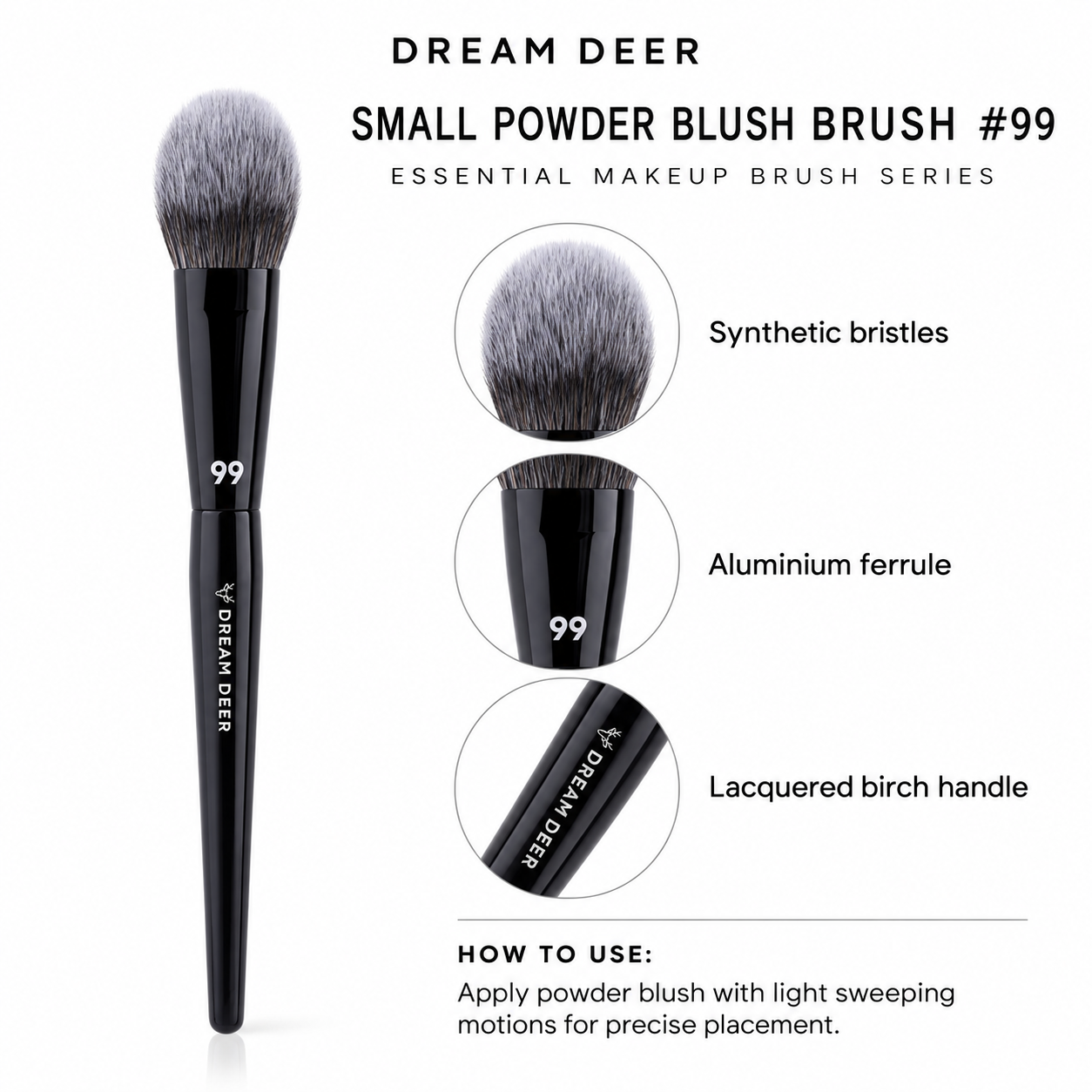 Dream Deer Small Powder Blush Brush #99 details and materials