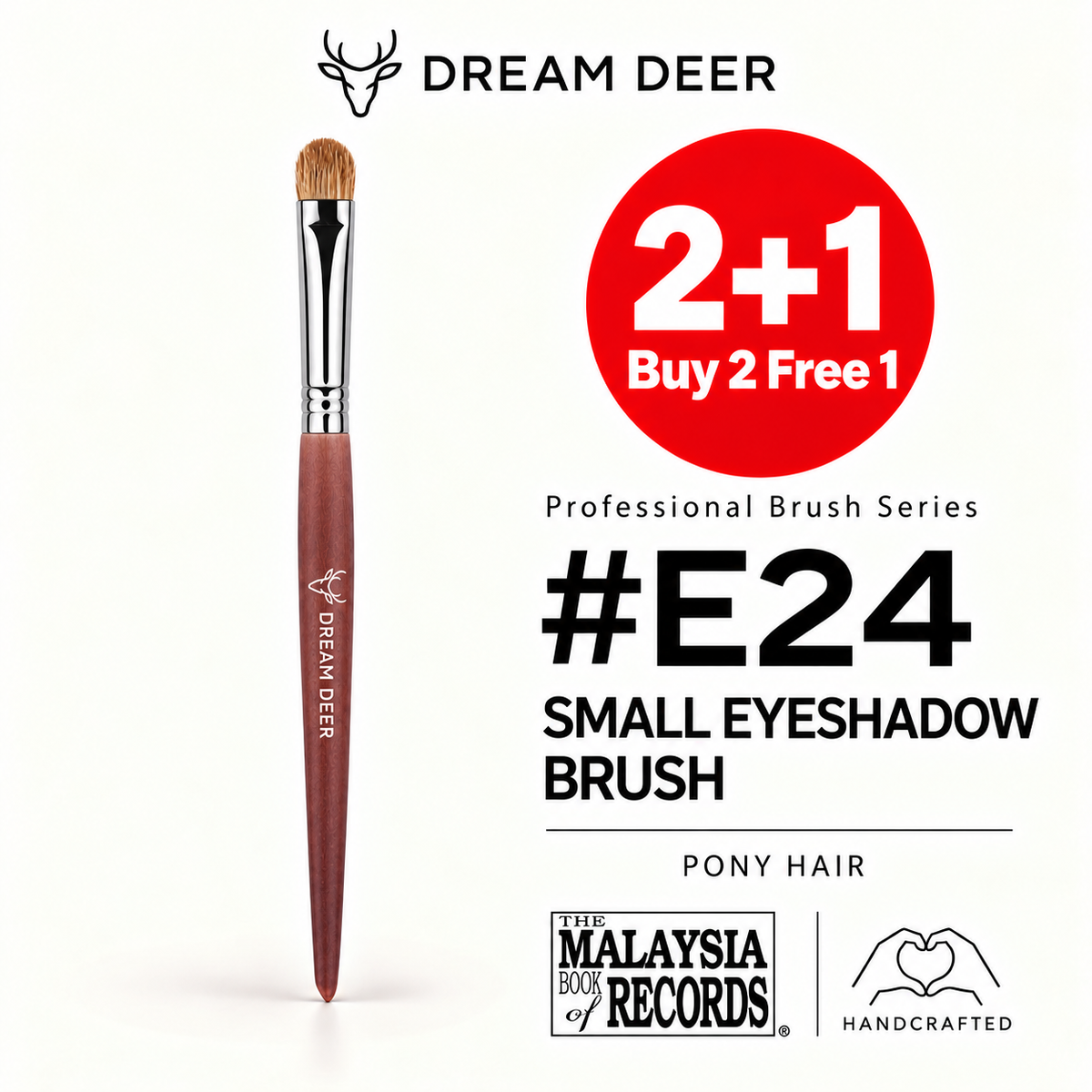 Dream Deer #E24 SMALL EYESHADOW BRUSH — PONY HAIR — Buy 2 Free 1 cover