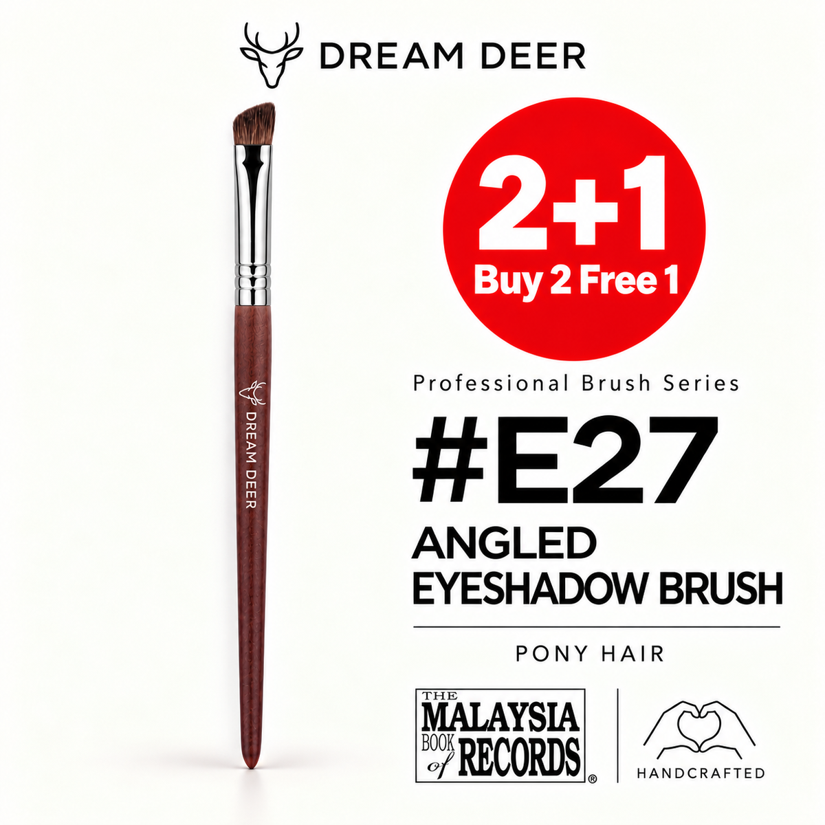 Dream Deer #E27 ANGLED EYESHADOW BRUSH — PONY HAIR — Buy 2 Free 1 cover