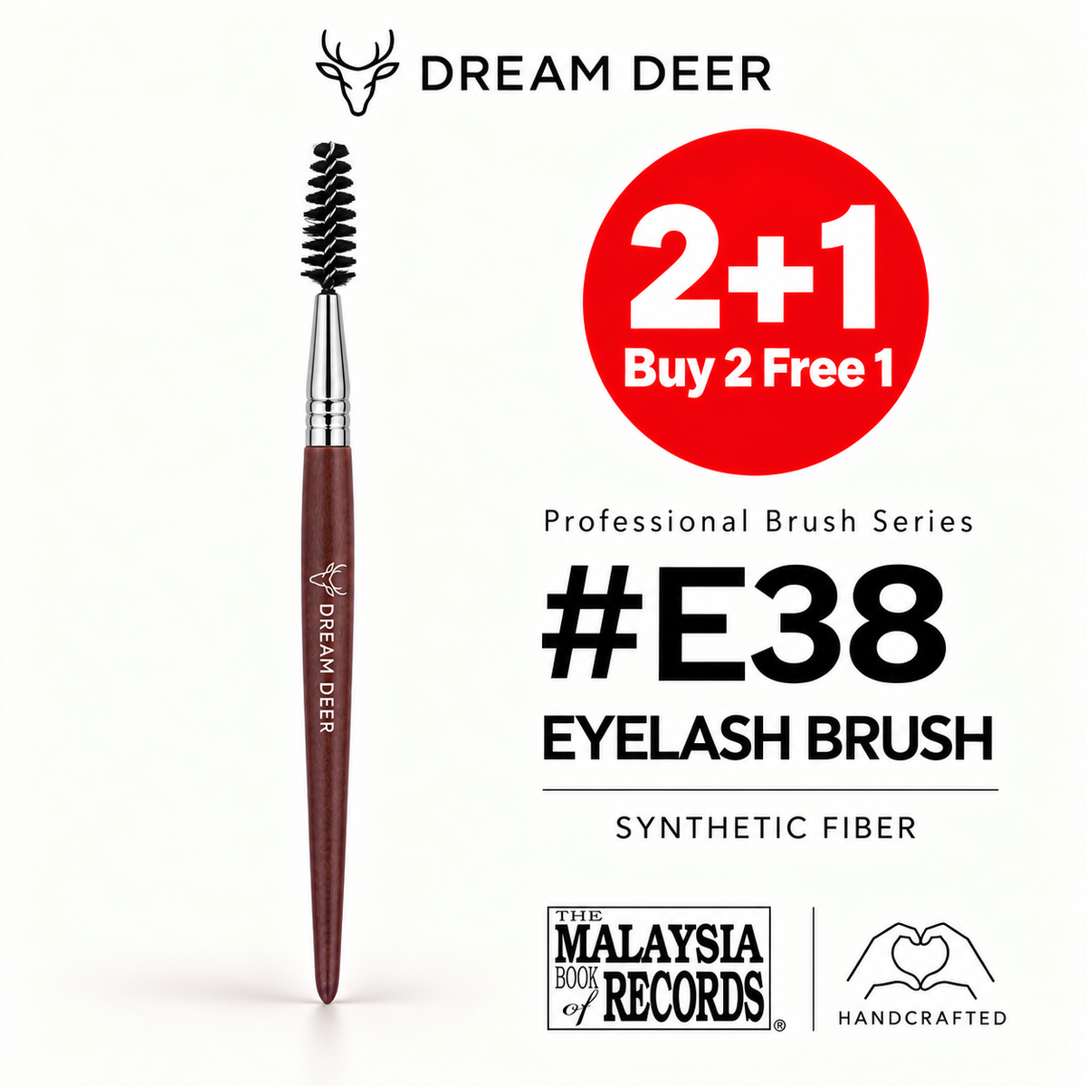 Dream Deer #E38 EYELASH BRUSH — SYNTHETIC FIBER — Buy 2 Free 1 cover