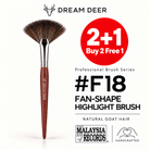 Dream Deer #F18 FAN-SHAPE HIGHLIGHT BRUSH — NATURAL GOAT HAIR — Buy 2 Free 1 cover
