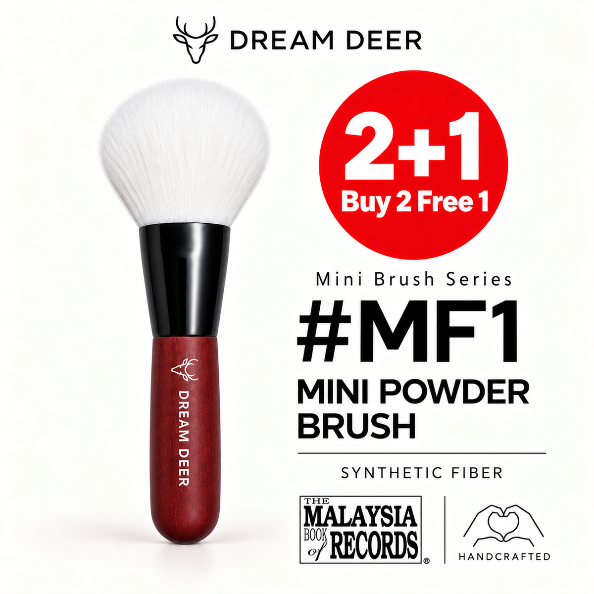 Dream Deer #MF1 MINI POWDER BRUSH — SYNTHETIC FIBER — Buy 2 Free 1 cover