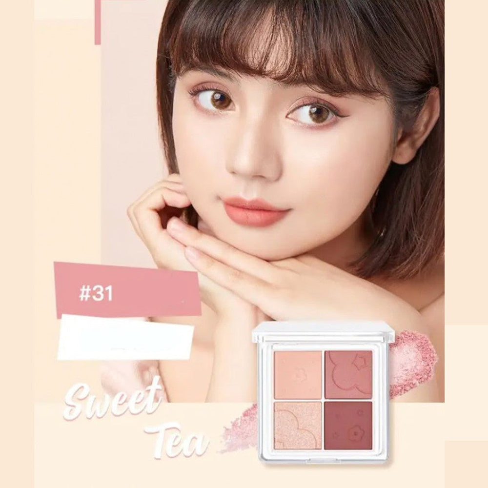 JUDYDOLL Flora Soft Cloud Series Eyeshadow Palette Judydoll 橘朵小花系列云朵4色眼影盘 朵朵盘奶茶盘大地盘 - 4 Shades