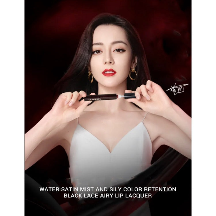 COLORKEY Black Lace Lip Lacquer Liquid Lipstick Velvet Matte Colorkey 珂拉琪黑缎唇釉 迪丽热巴同款