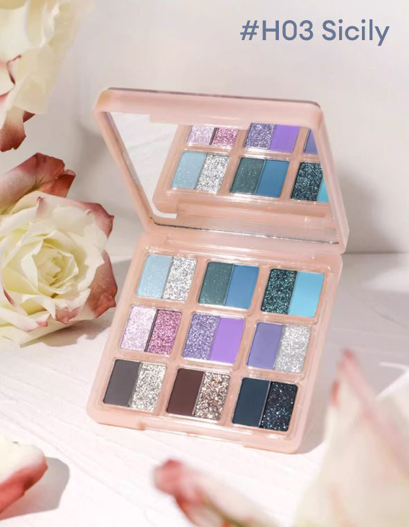 HOLDLIVE Sweet Garden 18 Shades Eyeshadow 兔兔甜心花园眼影盘18色珠哑光向云端眼影蓝粉跳色玩妆