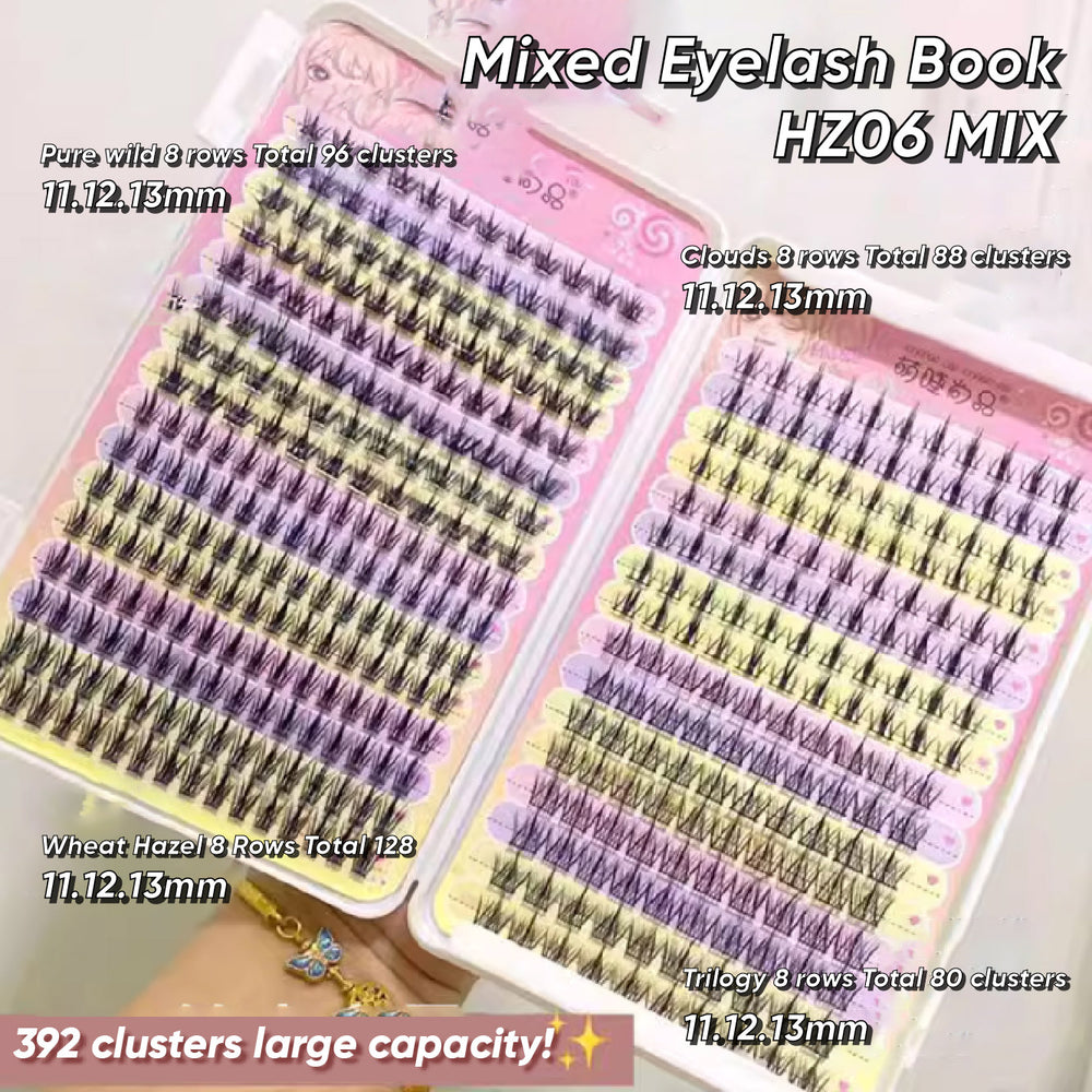 MJSP 392 Clusters False Eyelashes Book Large Capacity Fake Eyelash Meng Jie Shang Pin 萌睫尚品392簇大容量混合假睫毛睫毛书