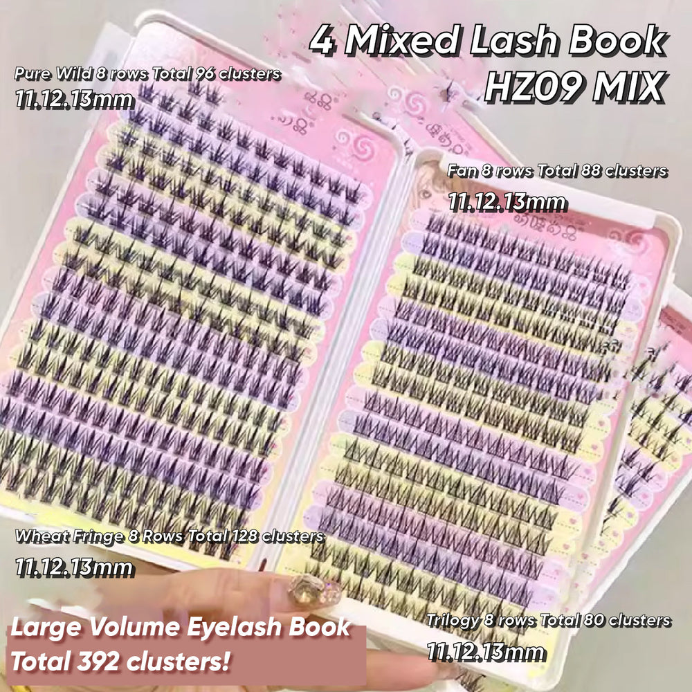 MJSP 392 Clusters False Eyelashes Book Large Capacity Fake Eyelash Meng Jie Shang Pin 萌睫尚品392簇大容量混合假睫毛睫毛书