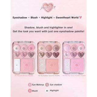 GOGO TALES All In One Sweet Heart Eyeshadow Blush Highlighter Gogotales 戈戈舞爱心眼影盘贴贴甜心腮红眼影盘