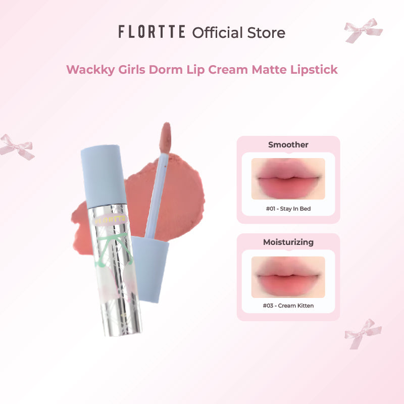 FLORTTE Wackky Girls Dorm Lip Cream Matte Lipstick 花洛莉亚女生宿舍系列奶糕唇霜 雾面哑光口红唇泥